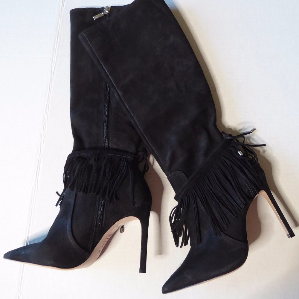 SCHUTZ GENUINE NUBUCK LEATHER WITH FRINGE ATTACHABLE DETAIL,SZ 5 B,NEW,Knee High